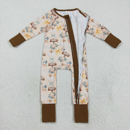 Sibling Baby Boys Girls Kids Fall Pumpkins Two-way Zipper Footie Sleeper Rompers