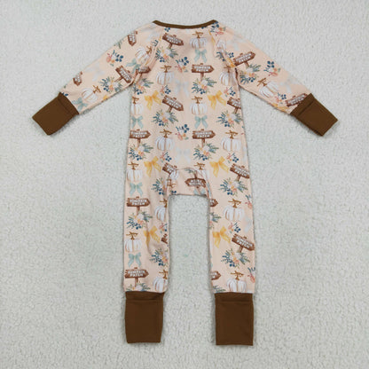 Sibling Baby Boys Girls Kids Fall Pumpkins Two-way Zipper Footie Sleeper Rompers