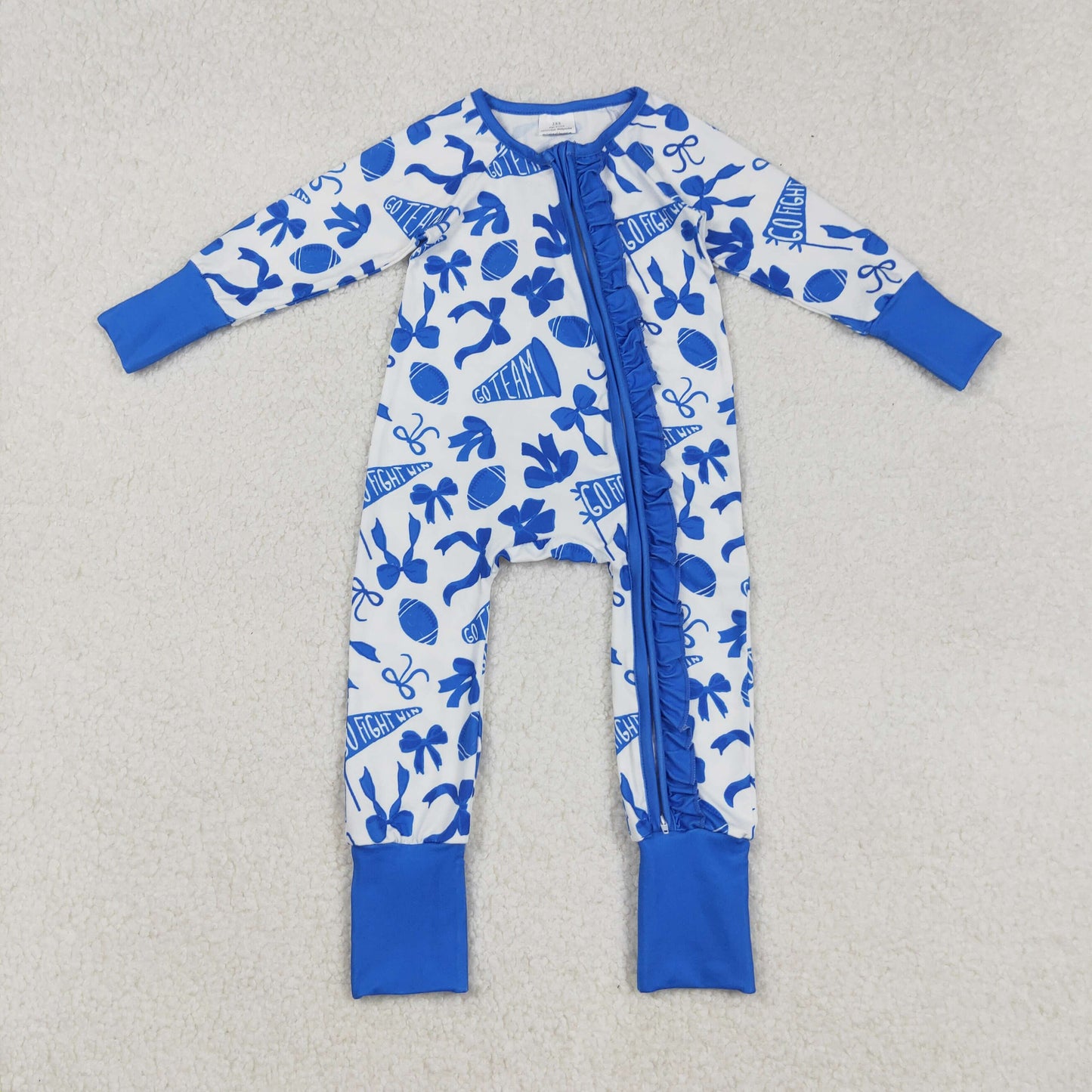 Sibling Baby Girls Kids Cheer Blue Bows Romper Dress Team Clothes
