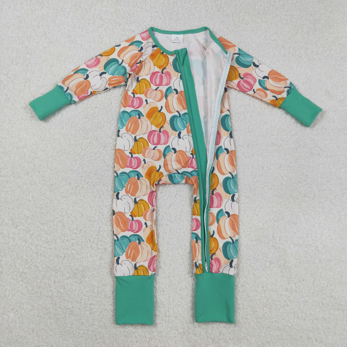 Sibling Baby Boys Girls Kids Fall Pumpkins Two-way Zipper Footie Sleeper Rompers