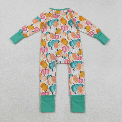 Sibling Baby Boys Girls Kids Fall Pumpkins Two-way Zipper Footie Sleeper Rompers