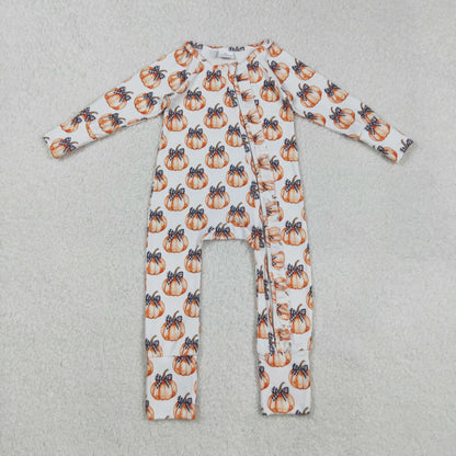 Sibling Baby Boys Girls Kids Fall Pumpkins Two-way Zipper Footie Sleeper Rompers