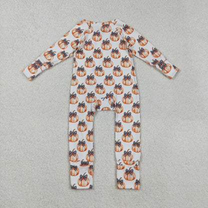 Sibling Baby Boys Girls Kids Fall Pumpkins Two-way Zipper Footie Sleeper Rompers