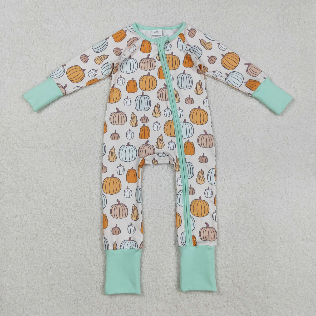 Sibling Baby Boys Girls Kids Fall Pumpkins Two-way Zipper Footie Sleeper Rompers