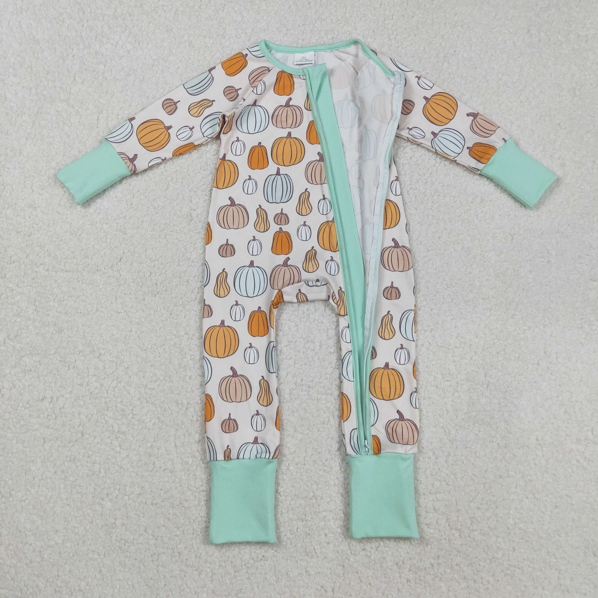 Sibling Baby Boys Girls Kids Fall Pumpkins Two-way Zipper Footie Sleeper Rompers