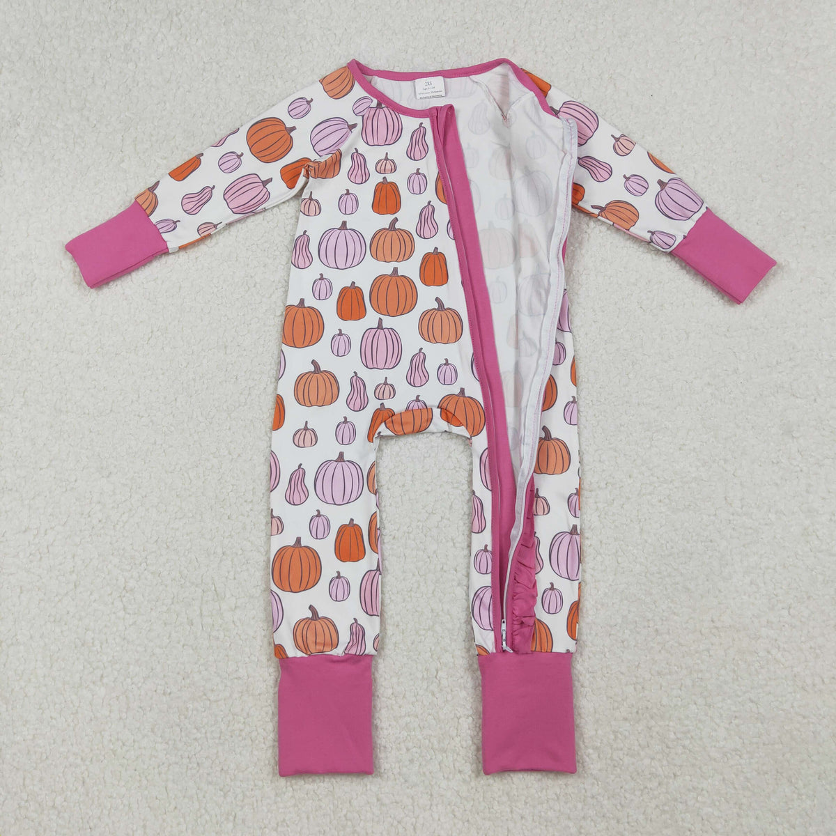Sibling Baby Boys Girls Kids Fall Pumpkins Two-way Zipper Footie Sleeper Rompers