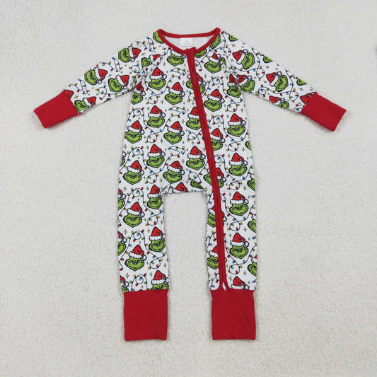 Sibling Baby Boys Girls Kids Green Face Lights Zipper Romper Sets Blanket Christmas Clothes