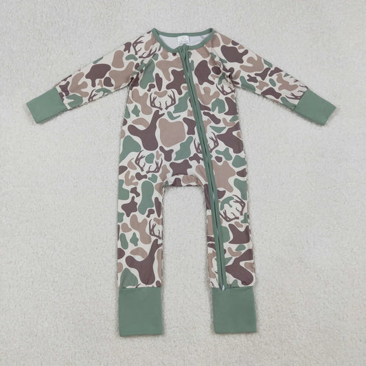USA Shop Baby Boy Infant Long Sleeves Deer Camo Zipper Footie Romper Hunting Clothes