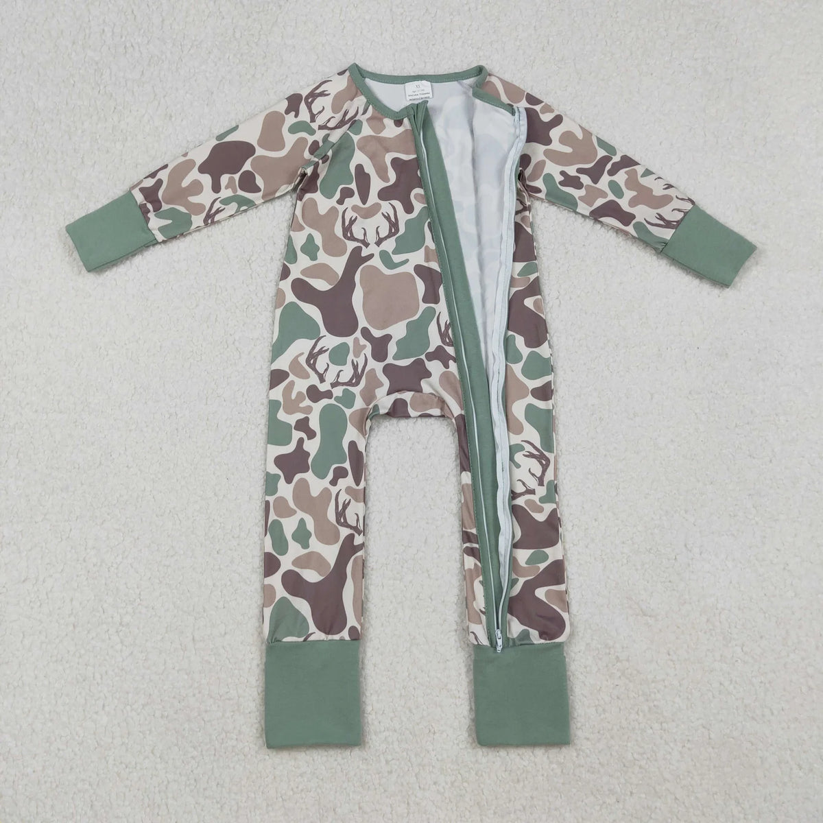 USA Shop Baby Boy Infant Long Sleeves Deer Camo Zipper Footie Romper Hunting Clothes