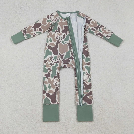 USA Shop Baby Boy Infant Long Sleeves Deer Camo Zipper Footie Romper Hunting Clothes