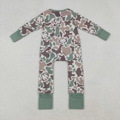 USA Shop Baby Boy Infant Long Sleeves Deer Camo Zipper Footie Romper Hunting Clothes