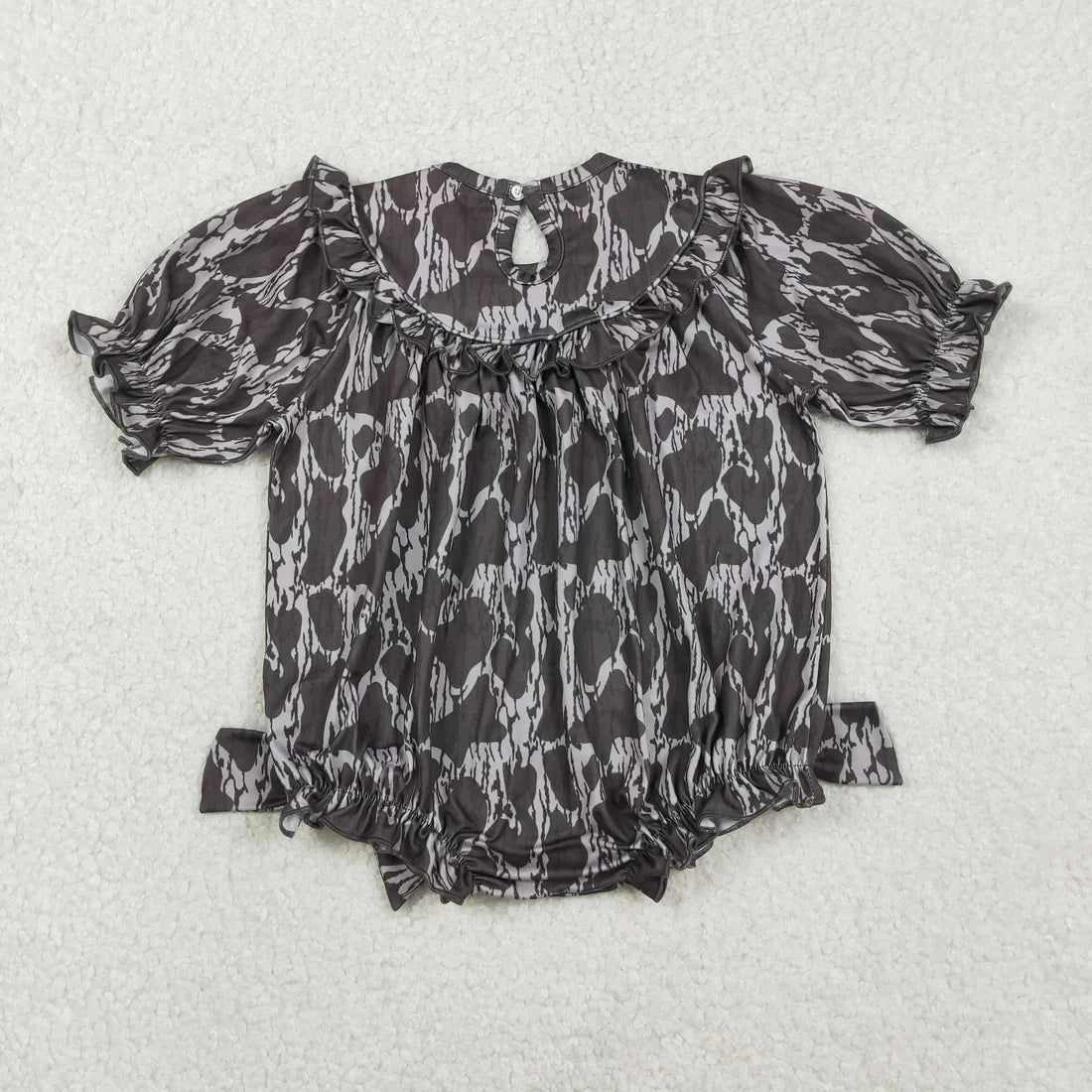RTS Sibling Baby Girls Kids Embroidery Mama's Bestie Camo Bows Bubble Rompers