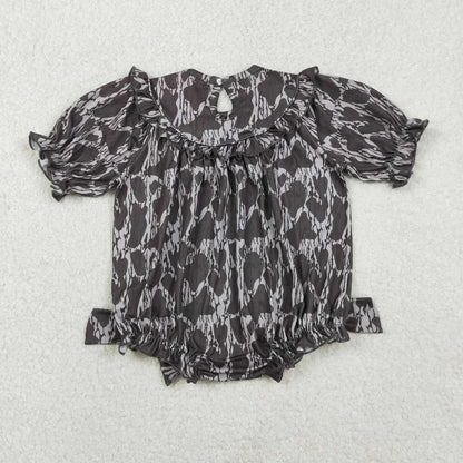 RTS Sibling Baby Girls Kids Embroidery Mama's Bestie Camo Bows Bubble Rompers
