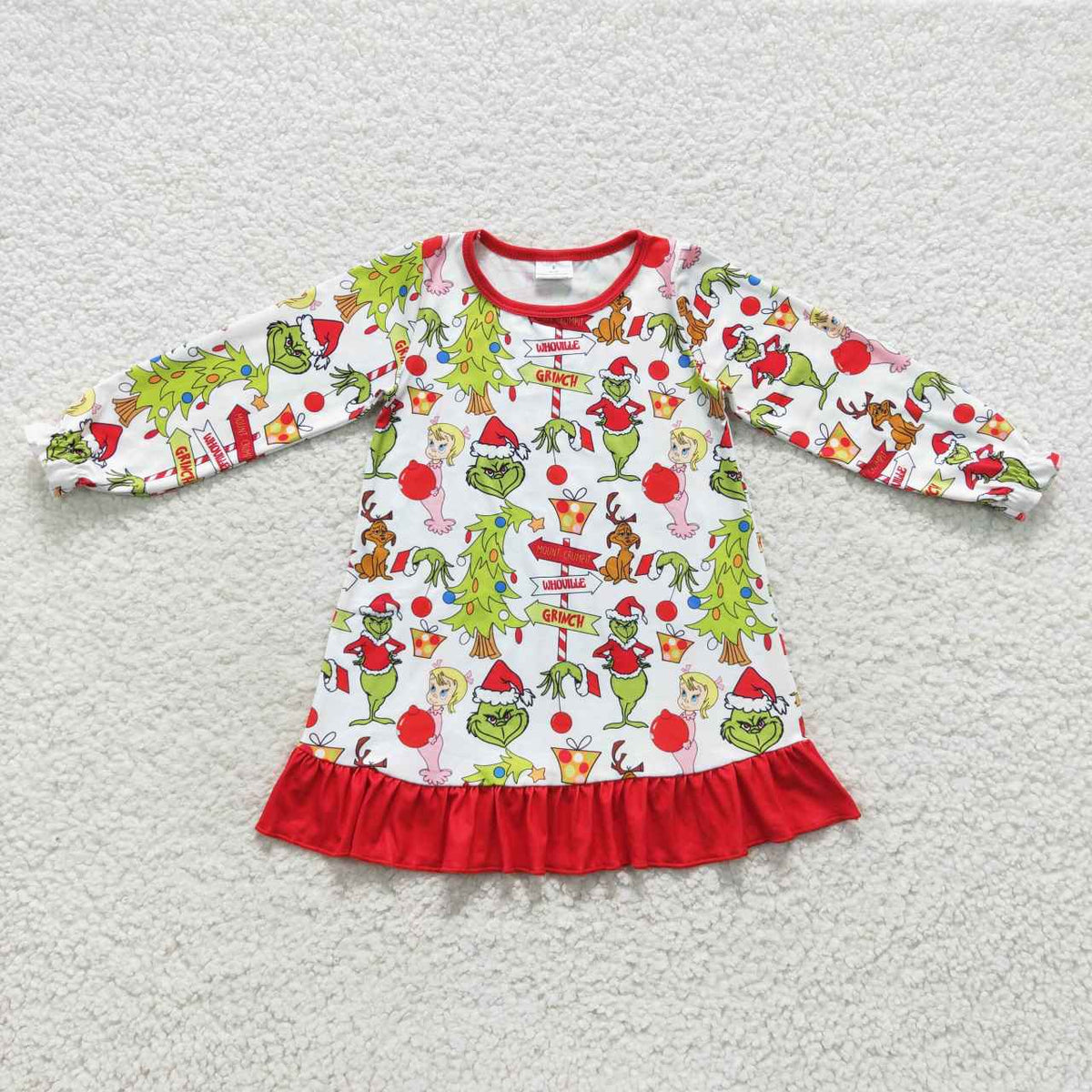 Promotion Baby Girls Long Sleeves Christmas Nightgown Dress