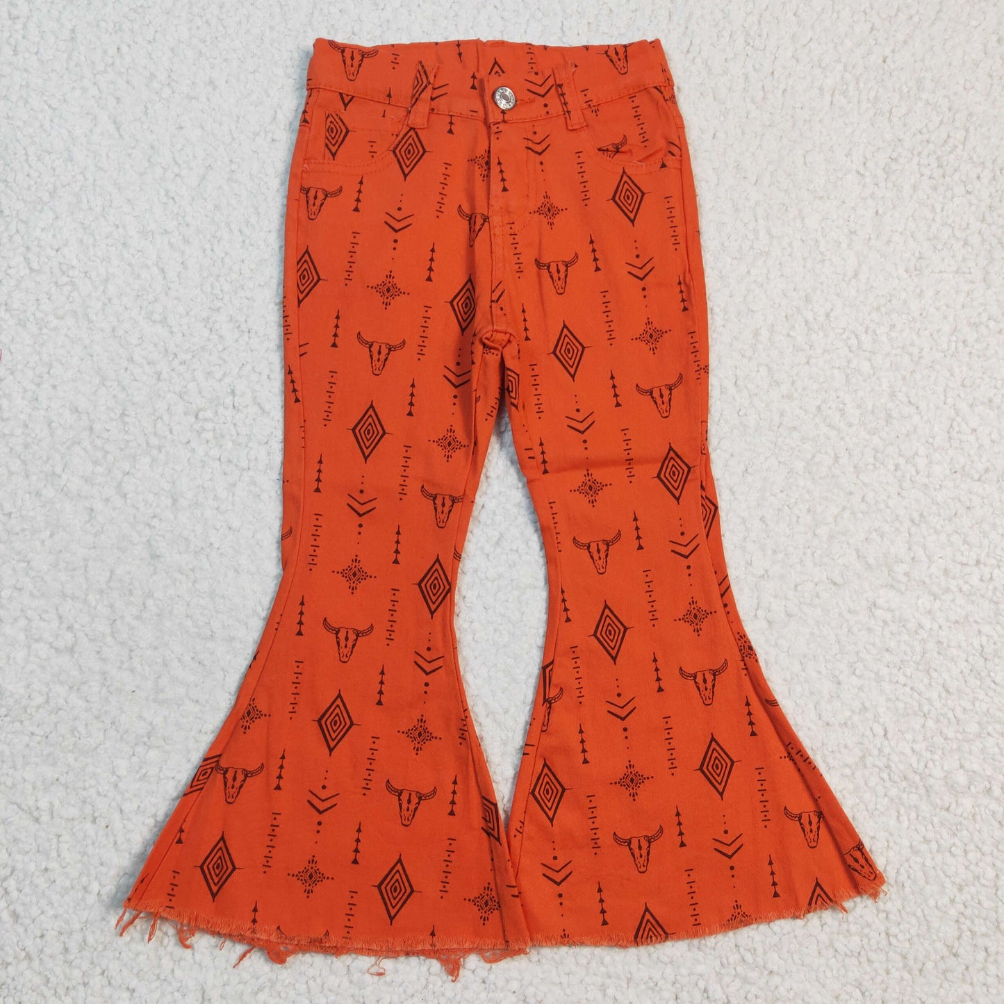 USA Shop Baby Girls Kids Cow Western Denim Bell Pants Jeans
