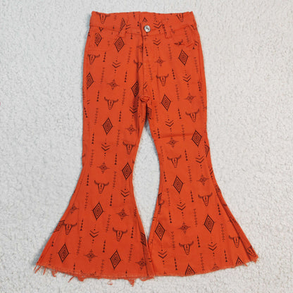 USA Shop Baby Girls Kids Cow Western Denim Bell Pants Jeans
