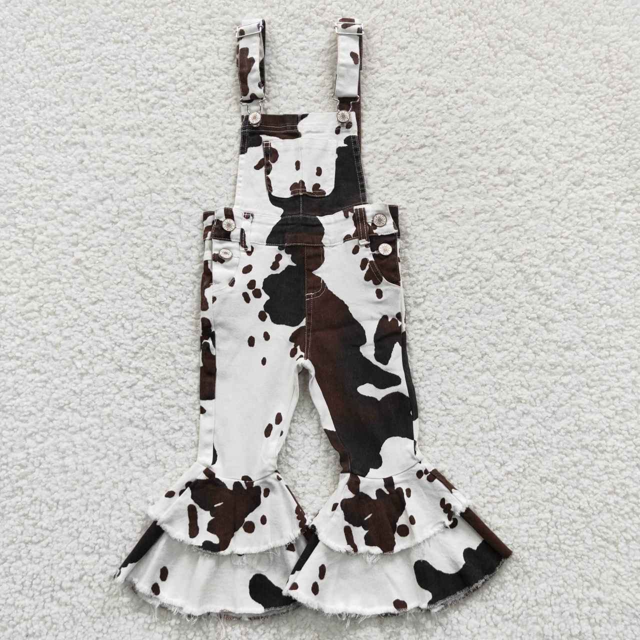 USA Shop Baby Girls Kids Western Cow Print Overall Jumpsuit