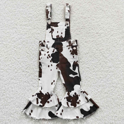 USA Shop Baby Girls Kids Western Cow Print Overall Jumpsuit