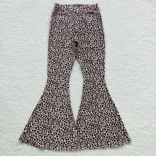 USA Shop Adult Women Leopard Denim Bell Pants Jeans Clothes