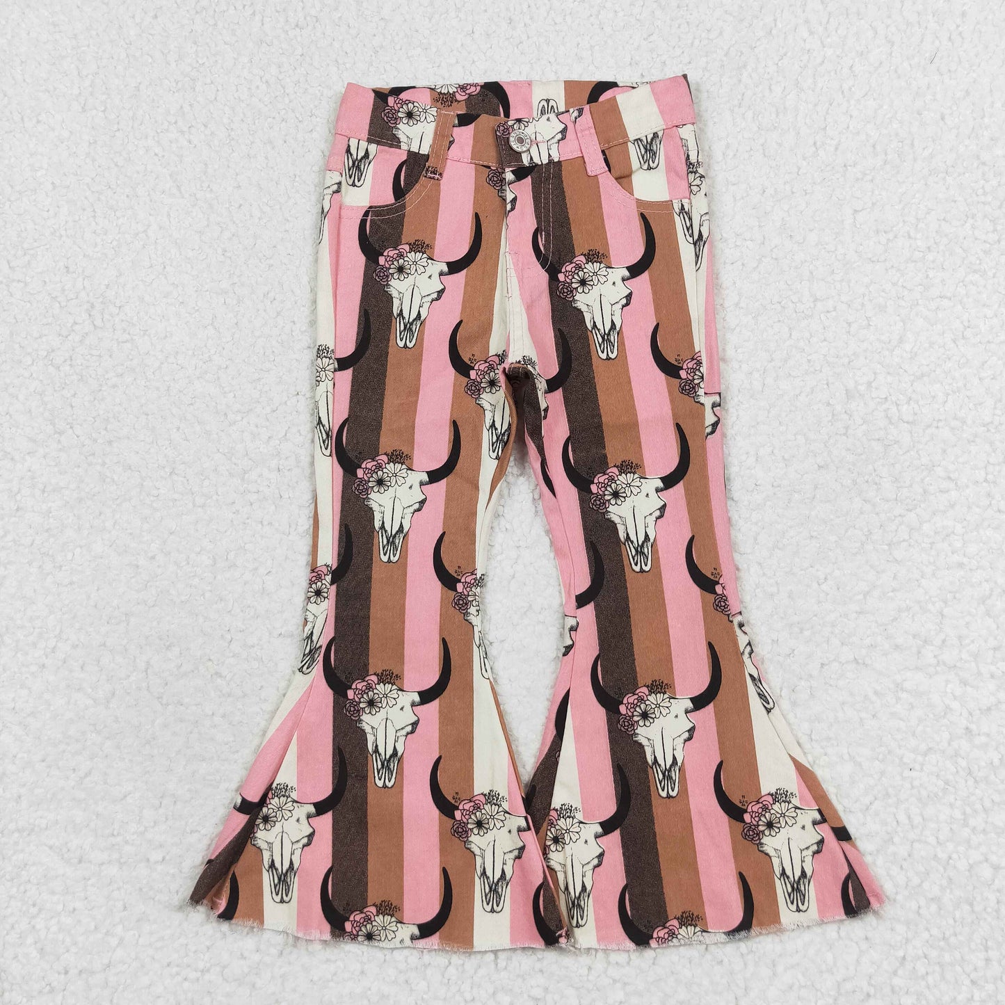 USA Shop Baby Girls Western Cow Aztec Denim Bell Pants Jeans