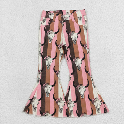 USA Shop Baby Girls Western Cow Aztec Denim Bell Pants Jeans