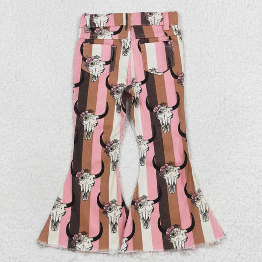 USA Shop Baby Girls Western Cow Aztec Denim Bell Pants Jeans