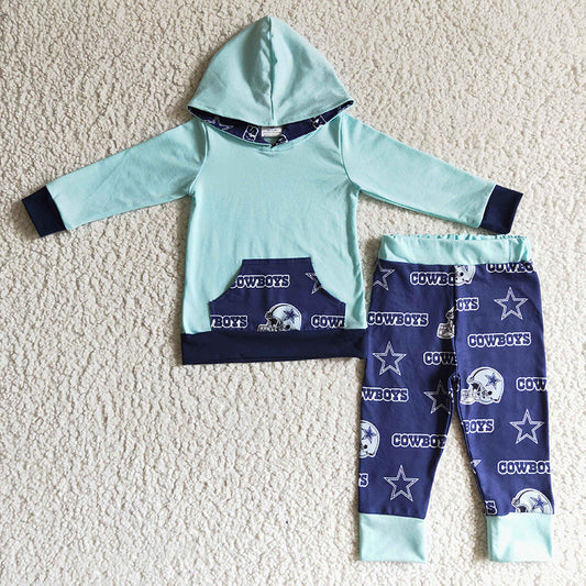 Promotion Baby Boys Kids Long Sleeves Pocket Hoodie Pullover Pants Outfit Team Clothes