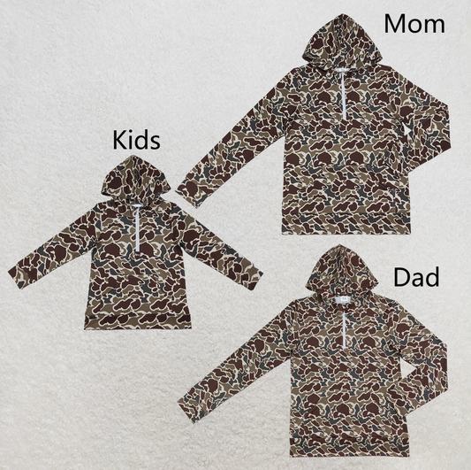 Sibling Baby Boys Adult Long Sleeves Camo Zipper Hoodie Pockets Pullovers Family