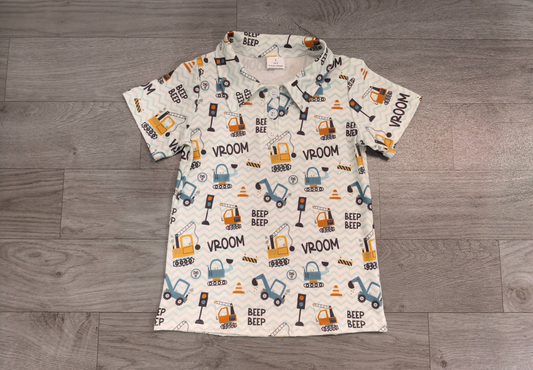 No moq Preorder Baby Boys Toddler Short Sleeves Construction Polo Shirt Tops