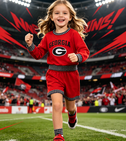 Baby Girls Kids Long Sleeves G Shirt Shorts Red Cotton Set Team Clothes