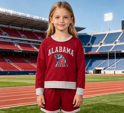 Baby Girls Kids Long Sleeves Red Shirt Shorts Elephant Cotton Set Team Clothes