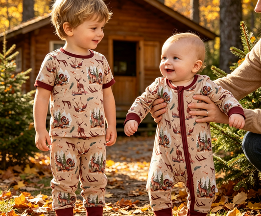 Sibling Baby Boys Kids Short Sleeves Deer turkey Romper Set Hunting Clothes RTS