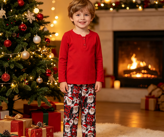 Baby Boys Kids Long Sleeves Red Shirt Christmas Santa Pants Set Clothes