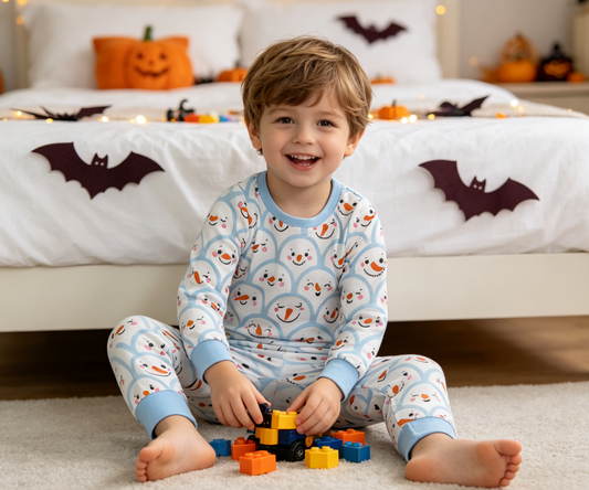 Baby Boy Kids Long Sleeves Shirt Pants Christmas Set Blue Pajamas Clothes
