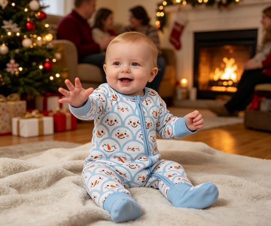Baby Boys Kids Long Sleeves Christmas Zipper Sleeper Footie Romper Blue Clothes