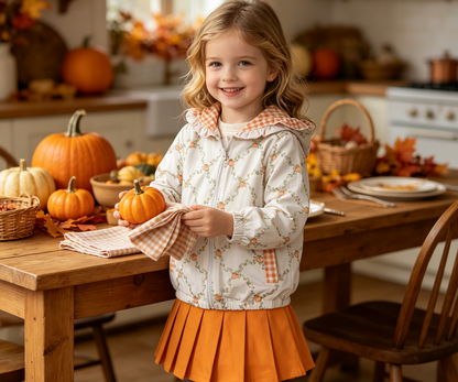 Baby Girls Kids Long Sleeves Pumpkins Hoodie Zipper Tops Orange Skirt Shorts Fall Set Clothes