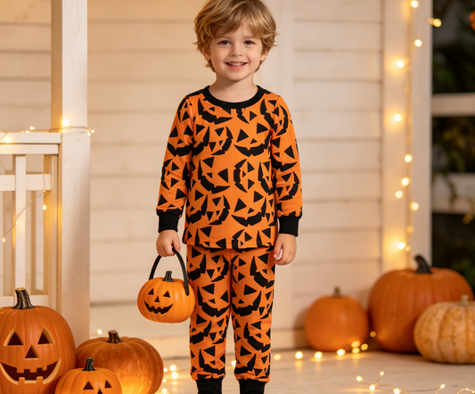 Baby Boys Kids Long Sleeves Halloween Pumpkins Shirt Pants Pajamas Set Clothes