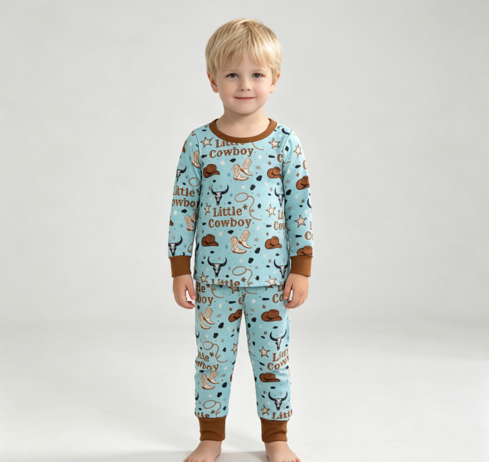 Baby Boys Kids Long Sleeves Cowboy Shirt Pants Set Pajamas Western Clothes