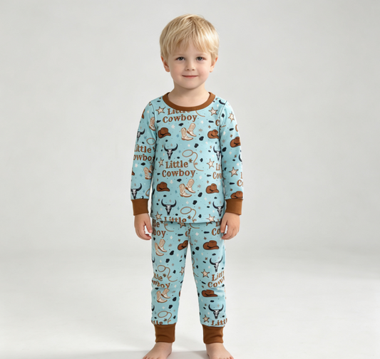 Baby Boys Kids Long Sleeves Cowboy Shirt Pants Set Pajamas Western Clothes