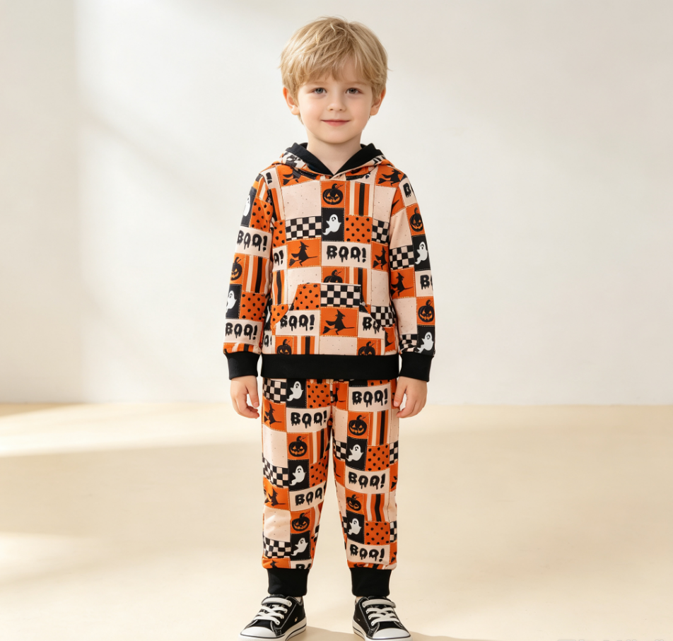 Baby Boys Kids Ghost Halloween Hoodie Pullover Pockets Pants Set Clothes
