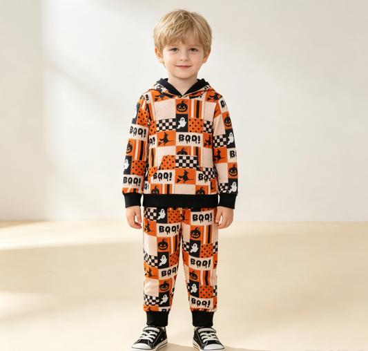 Baby Boys Kids Ghost Halloween Hoodie Pullover Pockets Pants Set Clothes