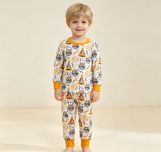 Baby Boys Kids Long Sleeves Happy New Year Shirt Pants Set Pajamas Clothes