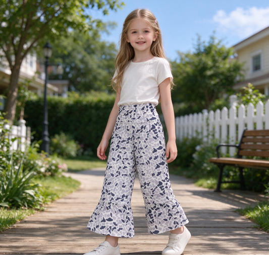 Baby Girls Kids Grey Camo Ruffle Pants Bottoms Yoga Active Clothes