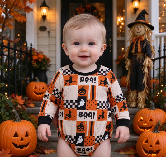 Baby Boys Infant Long Sleeves Halloween Ghosts Bubble Romper Clothes