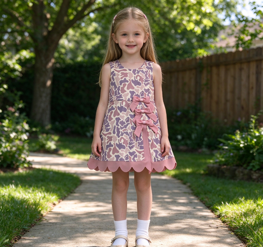 Baby Girls Kids Sleeveless Camo Bows Shorts Scallop Dress Yoga Active Clothes