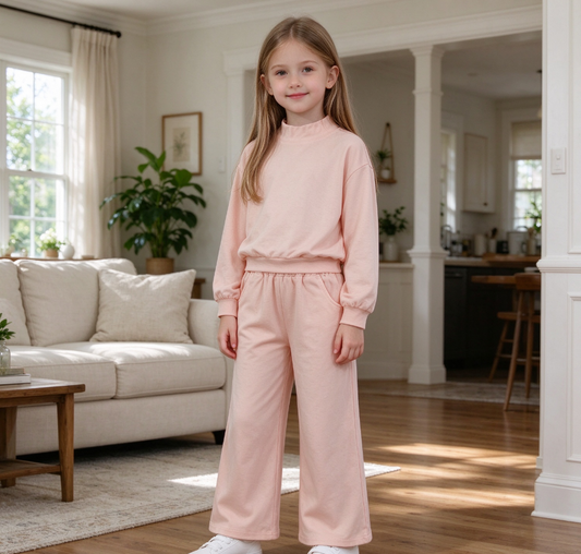 Baby Girl Kids Long Sleeves Shirt Pockets Pants Cotton Set Clothes