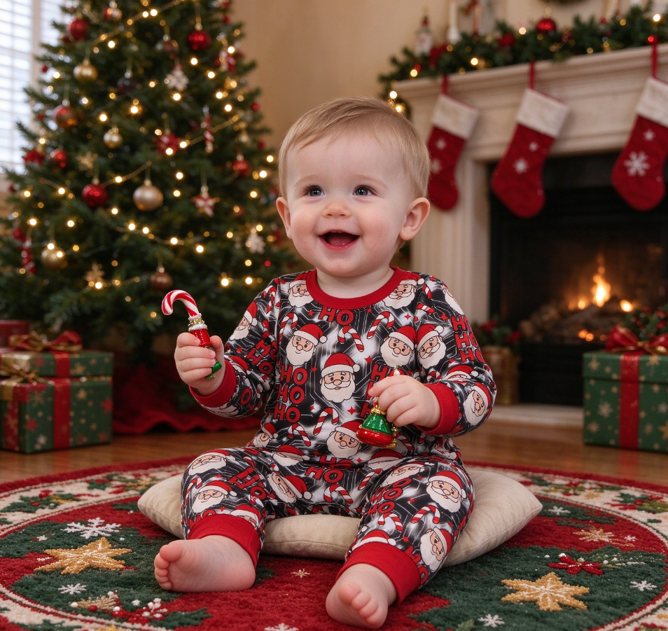 Baby Boy Infant Long Sleeves Christmas Santa Romper Clothes
