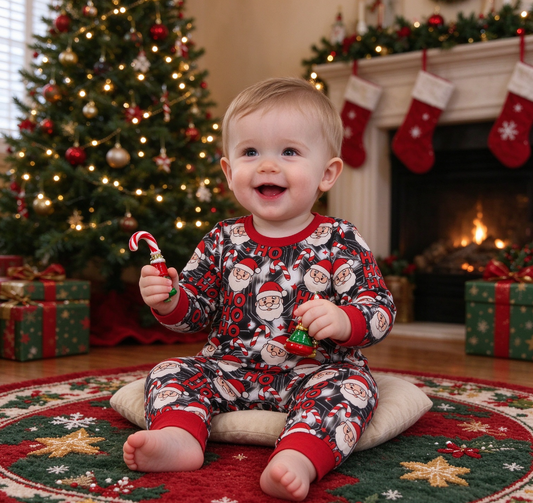 Baby Boy Infant Long Sleeves Christmas Santa Romper Clothes