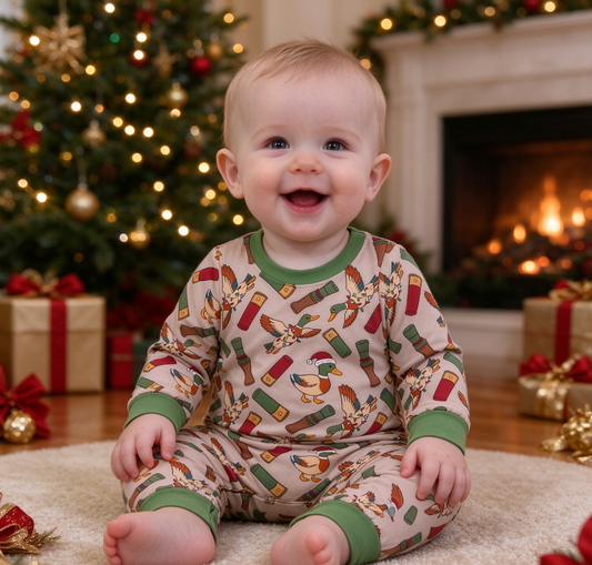 Baby Boys Kids Long Sleeves Ducks Christmas Hunting Romper Clothes