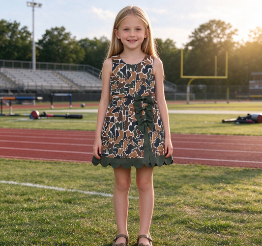 Baby Girls Kids Brown Green Camo Bows Shorts Scallop Dress Yoga Active Clothes
